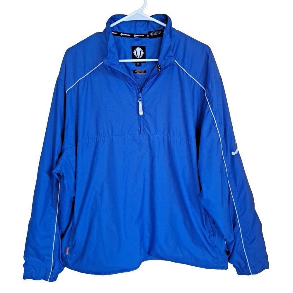 Sunice Weathergear Mens Lg 1/4‎ Zip Pullover Golf Jacket Windbreaker Royal Blue